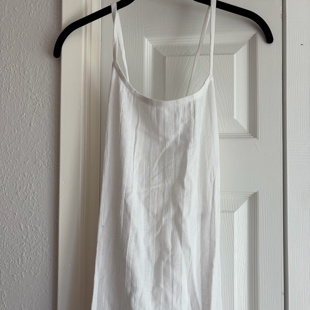 Vitamin A Mari Maxi Dress White Crinkle Linen Cotton Swim Coverup Dress - Picture 10 of 11